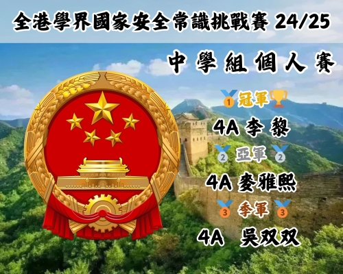 恭喜屯馬學生在全港學界國家安全常識挑戰賽 24/25中取得卓越成績！Congratulations to the CTM students for their outstanding performance in the 24/25 Hong Kong Schools National Security Awareness Challenge!